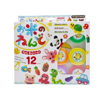 12 Color ChildSafe Rice Clay Set with Spatula & Mat  Not easy to dry Kids DIY Play Dough Kit