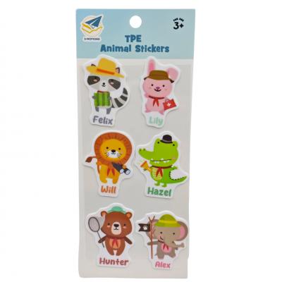 Children's TPE Animal Stickers Cute Cartoon Animal Shape Reusable Stickers Children's Games and Decoration Stickers