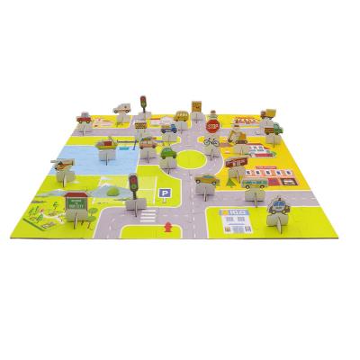 72-Piece Durable Material Jigsaw Puzzle City Traffic Theme Early Education Toy for 3 Years Old and Above