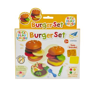 Children's non-toxic food-grade safe clay rice modeling clay playhouse gift hamburger set with simulation tools