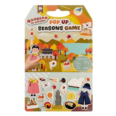 AS-PU2403 Custom Pop up  cardboard game silicone reusable sticker board game 