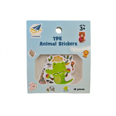 Children's TPE animal sticker set multiple reusable cute cartoon style animal stickers