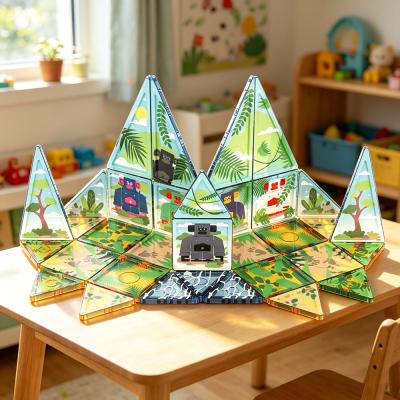 Jungle Animal Print Magnetic Tiles | STEM Educational Blocks